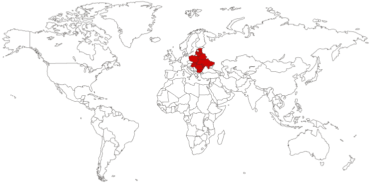 Central, Eastern Europe map